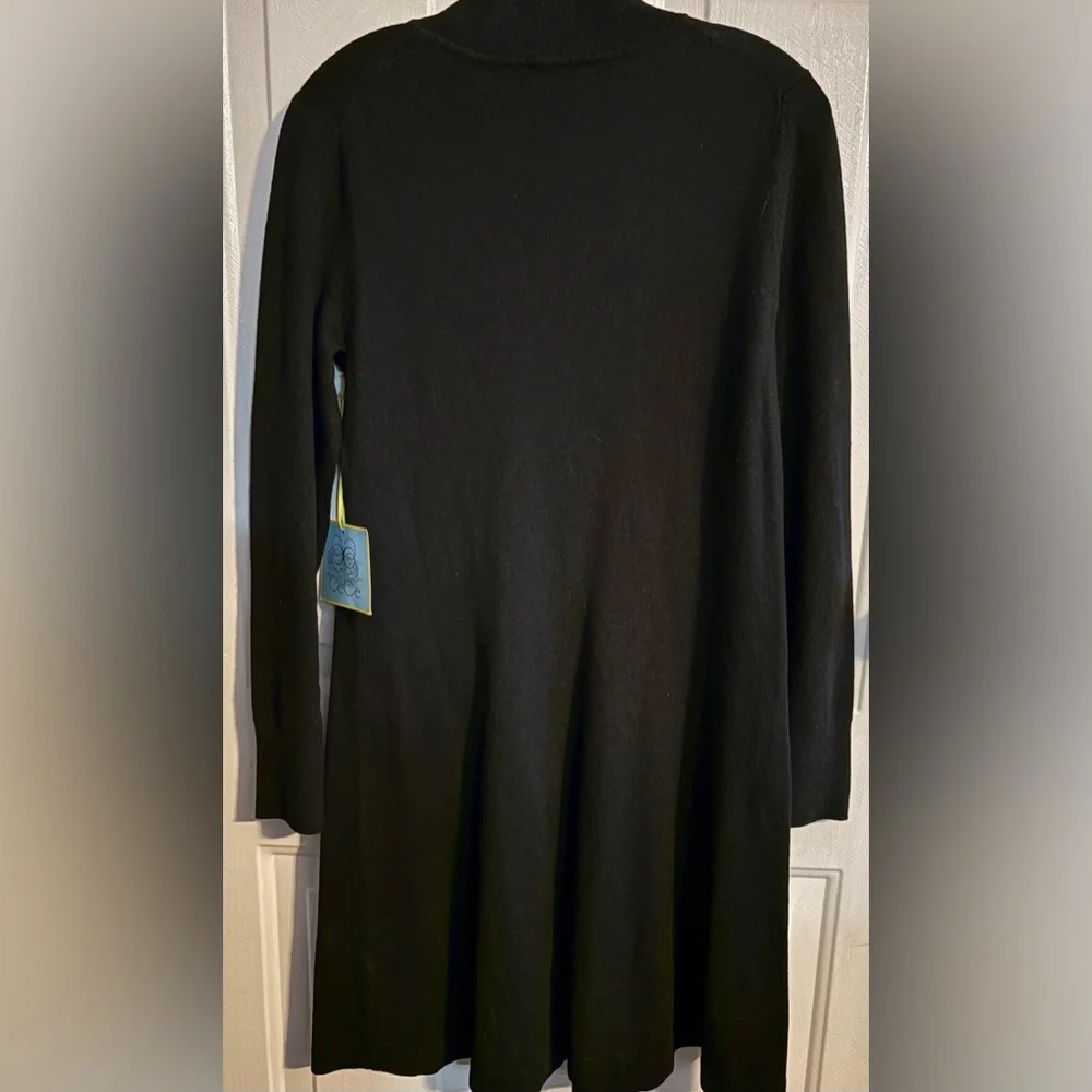 NWT CeCe Black Crewneck Sweater with Neck Tie SMALL - Picture 3 of 6